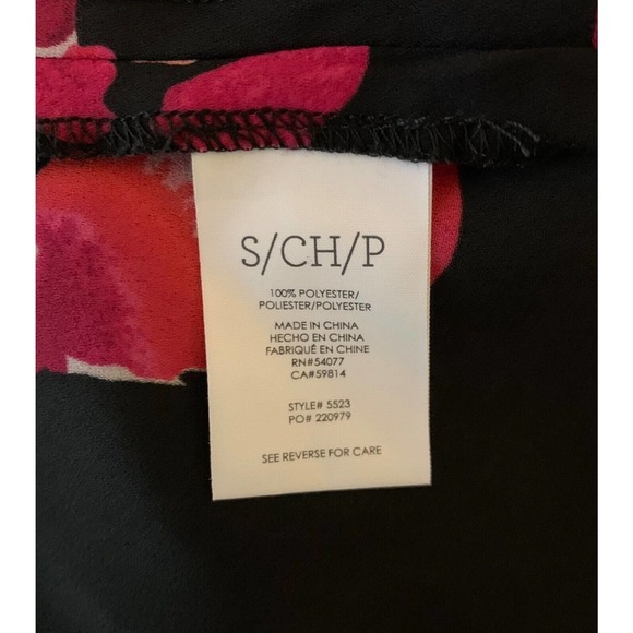 CAbi Women's S Small Black Pink Floral Short Sleeve Cute Petal Top Blouse #5523 - Picture 11 of 12